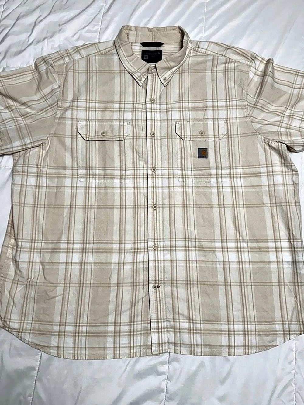 Carhartt Plaid Short Sleeve Shirt in Cream 3XL Like New